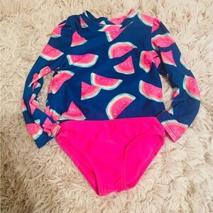 2T Wonder Nation Girls Ruffle Rash Guard Swim Set